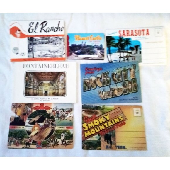Postcards 7 Unposted Vintage El Rancho Sarasota Rock City Gardens Fontainebleau - Picture 1 of 14